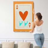 Orange Ace of Hearts Playing Card canvas print, displayed on a wall