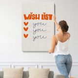 Wish List You You You Minimal Typography canvas print, displayed on a wall