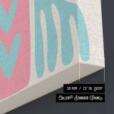 Orange Pink and Turquoise Heart Collage canvas print, canvas edge detail