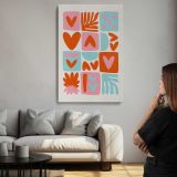 Orange Pink and Turquoise Heart Collage canvas print, room display