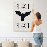 Peace Dove Black Silhouette canvas print, displayed on a wall