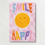 Smile Happy Pink Checkerboard canvas print, front view