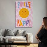 Smile Happy Pink Checkerboard canvas print, room display