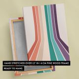 Retro Multicolour Stripes canvas print, front and back view