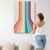 Retro Multicolour Stripes canvas print, displayed on a wall