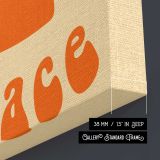 Orange Peace Hand on Yellow canvas print, canvas edge detail