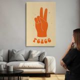 Orange Peace Hand on Yellow canvas print, room display