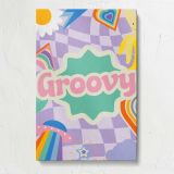 Groovy Purple Checkerboard Collage canvas print, front view