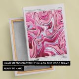 Love Pink Marble Swirls canvas print, front and back view