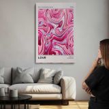 Love Pink Marble Swirls canvas print, room display