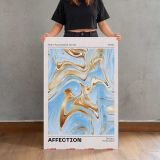 Affection Blue and Gold Marble Swirls canvas print, held for scale