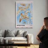 Affection Blue and Gold Marble Swirls canvas print, room display