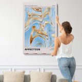 Affection Blue and Gold Marble Swirls canvas print, displayed on a wall