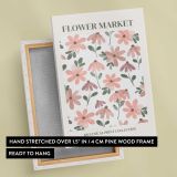 Flower Market Pink Botanical Pattern canvas print, front and back view