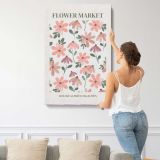 Flower Market Pink Botanical Pattern canvas print, displayed on a wall