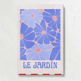 Le Jardin Pink Flowers on Purple canvas print, front view