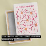 Flower Market Pink Outline Flowers canvas print, front and back view