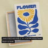 Flower Feel the Nature Blue and Yellow canvas print, front and back view