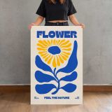 Flower Feel the Nature Blue and Yellow canvas print, held for scale