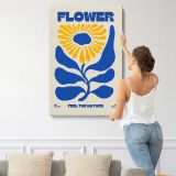 Flower Feel the Nature Blue and Yellow canvas print, displayed on a wall
