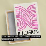 Illusion Pink Optical Waves canvas print, front and back view