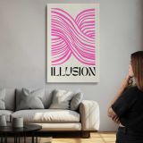 Illusion Pink Optical Waves canvas print, room display
