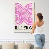 Illusion Pink Optical Waves canvas print, displayed on a wall