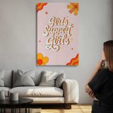 Girls Support Girls Floral Typography canvas print, room display