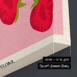 Fruit Market Strawberries on Pink canvas print, canvas edge detail