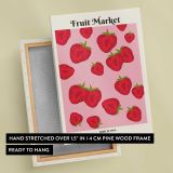 Fruit Market Strawberries on Pink canvas print, front and back view