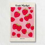 Fruit Market Strawberries on Pink canvas print, front view