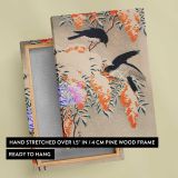 Nandina and Flycatchers in Snow by Ohara Koson canvas print, front and back view