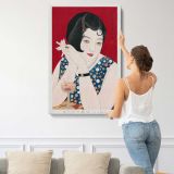 Modern Woman Japanese Ukiyo-e Portrait canvas print, displayed on a wall