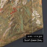 Myriad Birds Insects and Flowers canvas print, canvas edge detail