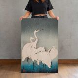 Egrets in Snow by Ohara Koson canvas print, held for scale