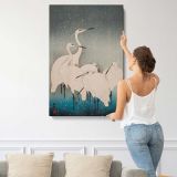 Egrets in Snow by Ohara Koson canvas print, displayed on a wall