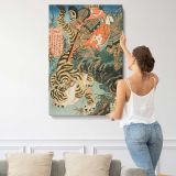 Watonai Capturing a Tiger by Utagawa Kunisada canvas print, displayed on a wall