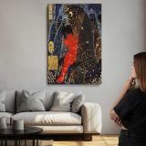 Hero Wrestling a Giant Carp beneath a Waterfall canvas print, room display