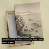 Mallard Ducks beside Pampas Grass by Ohara Koson canvas print, front and back view