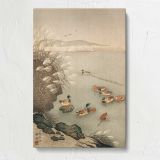 Mallard Ducks beside Pampas Grass by Ohara Koson canvas print, front view