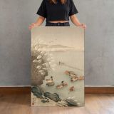 Mallard Ducks beside Pampas Grass by Ohara Koson canvas print, held for scale