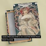 F Champenois Floral Art Nouveau Design by Alphonse Mucha canvas print, front and back view