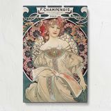 F Champenois Floral Art Nouveau Design by Alphonse Mucha canvas print, front view