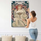 F Champenois Floral Art Nouveau Design by Alphonse Mucha canvas print, displayed on a wall