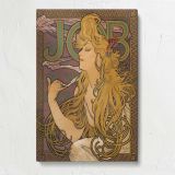 Job Art Nouveau Woman with Flowing Hair by Alphonse Mucha canvas print, front view