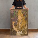 Job Art Nouveau Woman with Flowing Hair by Alphonse Mucha canvas print, held for scale