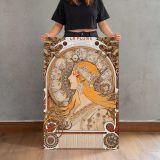 Zodiaque La Plume by Alphonse Mucha canvas print, held for scale