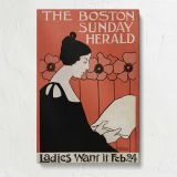 Boston Sunday Herald Woman Reading canvas print, front view
