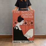 Boston Sunday Herald Woman Reading canvas print, held for scale