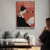 Boston Sunday Herald Woman Reading canvas print, room display